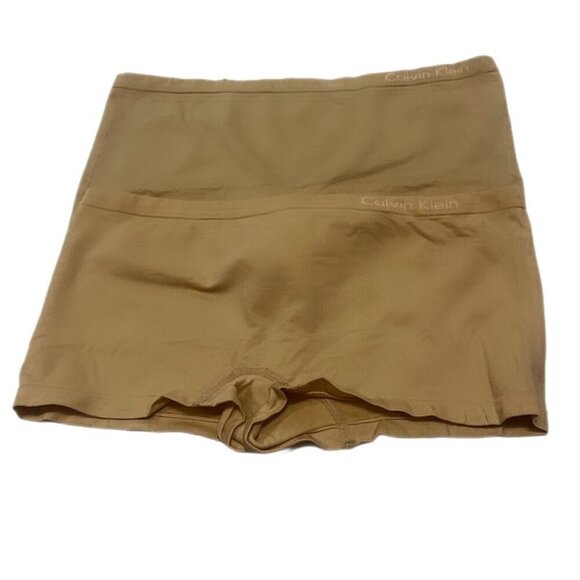 NNT Calvin Klein beige stretch midrise seamlessss boy shorts underwear panty L - Picture 2 of 2